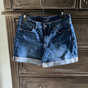 White House black market denim jean short, mid rise.